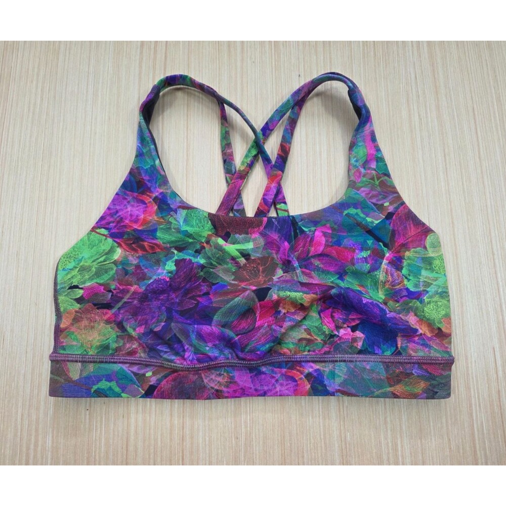Lululemon Women's 6 Energy Bra Medium Support, B-D Cups Vivid Floral Tone Multi